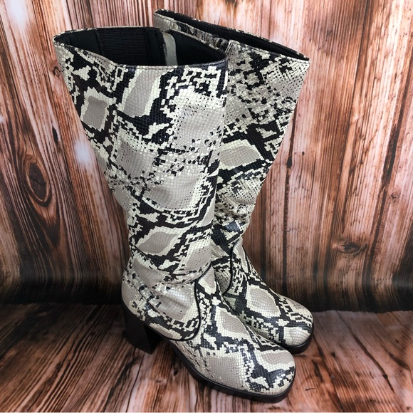 Durango Snakeskin Leather Stacked Heel Platform Boots - Picture 2 of 13